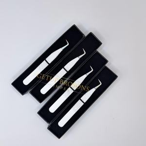 Diamant en poudre blanche, embout à 90 degrés en acier inoxydable, antimagnétique, antistatique, à dents lisses et courbées, pour cils en fibre 10mm - Product Image 4