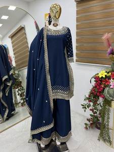 Traje bordado de algodón Cambric puro Premium Dupatta impreso Digital vibrante para fiestas festivas elegante indio pakistaní étnico - Product Image 4