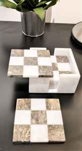 Juego de 6 Posavasos de Mármol Hechos a Mano, Posavasos de Piedra Natural Blanco Gris para Bebidas - Product Image 3