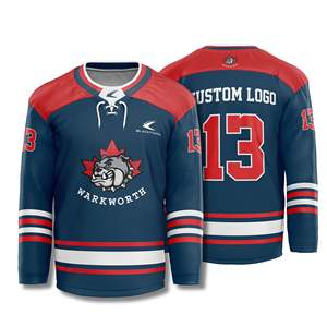 เสื้อเจอร์ซี่ทีมฮ็อกกี้น้ำแข็งพร้อมตัวเลขผ้าปะติดเสื้อกีฬา280จีเอสเอ็มชุดฮ็อกกี้น้ำแข็งออกแบบได้ตามต้องการ - Product Image 2