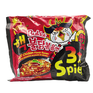 บะหมี่กึ่งสำเร็จรูป Samyang buldak บะหมี่กึ่งสำเร็จรูปรสเผ็ด3X ราเมน