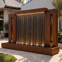 Fontaine à cascade contemporaine en acier inoxydable, rideau d'eau pour la décoration de jardin, patio ou cour arrière