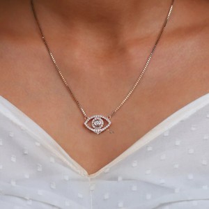 Collier avec pendentif en or massif massif vintage 1.5ctw 4mm 1.5mm, diamant de laboratoire taillé en brillant, collier véritable pour femmes et filles - Product Image 2