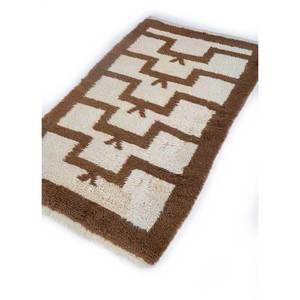 Tapis en laine noué à la main Zuri beige et marron, motif géométrique abstrait, pour salon, entrée, couloir, forme puzzle rectangulaire - Product Image 2