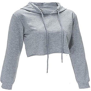 Sudadera con Capucha Bordada para Mujer, Sudadera Corta de Invierno, 100% Algodón, Sexy - Product Image 4