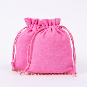 Ensemble de 2 pochettes en coton écologiques avec cordon de serrage, impression de logo personnalisée disponible, parfait pour l'emballage de cadeaux, les cosmétiques, l'utilisation en entreprise - Product Image 3