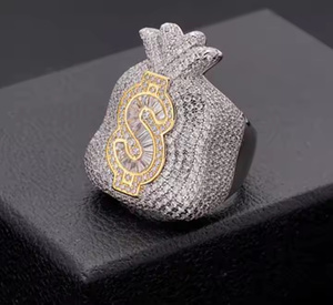 Impresionante signo de dólar Moissanite anillo de diamantes hecho en Plata de Ley 925 colección elegante anillo de Venta caliente joyería ostentosa - Product Image 6