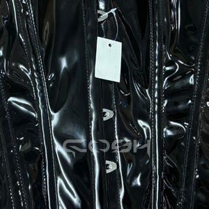 Corsé Gótico Negro de Vinilo Asimétrico, Top Bustier, Ropa de Club, Proveedor de Corsés - Product Image 4