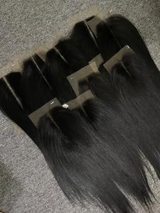 Nouvelle fermeture à lacet 2by6 Extensions de cheveux humains droits en os véritable transparent avec frontal au prix de gros - Product Image 4