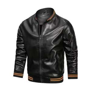 Chaquetas de Motociclista Casuales de Alta Calidad, de Cuero PU Negro, Talla Grande para Hombre, Chaquetas de Cuero Vegano Personalizadas y Elegantes para Hombre - Product Image 1