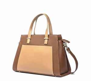 Bolso de Mano Vintage para Mujer, Bolso Bandolera, Bolso de Hombro Estructurado, Bolso con Cierre de Cremallera, Dos Correas, Cuero Genuino, Resistente al Agua - Product Image 4