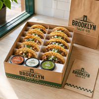 Boîtes à tacos personnalisées avec logo AT PACK |   Boîtes d'emballage jetables pour tacos, pour restaurants mexicains, traiteurs et plats à emporter