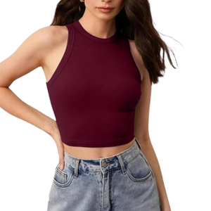 Camiseta sin Mangas de Algodón Tejido Blanco para Mujer, Logotipo Personalizado OEM con Plumas, Ecológica y Transpirable para Venta al por Mayor - Product Image 3