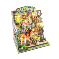 Maison de poupées en bois miniature à deux étages Hongda M2322 Darcy Flower House, kit de construction DIY pour filles