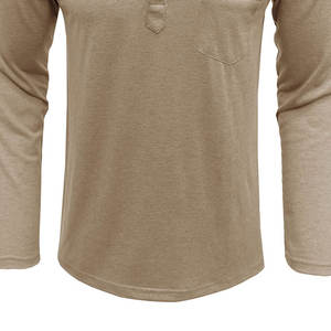 Chemise à manches longues avec poche, décontractée, unie, en coton mélangé, coupe tombante, col chemise, chemises tendance, manches longues, bouton, coton avec poche - Product Image 5