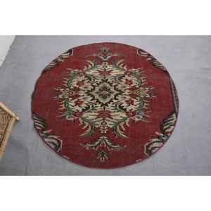 Vintage 4.2ft X 4.2ft <b>Red</b> Turkish <b>Wool</b> Rug Large Area Kilim Style Abstract Pattern Rectangular Halls Design 10mm Thickness Latex - Product Image 1