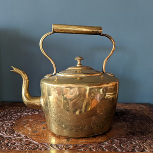 Antique Victorian Brass <b>Kettle</b> with Lid Metal <b>Tea</b> <b>Kettle</b> Handle and Spout Vintage Home Kitchenalia Victoriana - Product Image 3