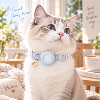 Collier pour chat mignon avec support de traceur, boucle de sécurité détachable, réglable, en nylon souple, motif cœur, logo personnalisé, vente en gros, approvisionnement en vrac