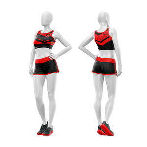 Ensemble deux pièces de sport et yoga pour femme : Jupe, soutien-gorge côtelé respirant à col rond et taille haute élastique, offrant un maintien élevé et confortable, et short. - Product Image 4