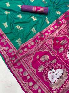 Nouvelle arrivée du fabricant, sari indien de créateur, vêtements de fête pour femmes, sari en soie douce fantaisie, longueur de 5,5 mètres, qualité d'exportation - Product Image 5