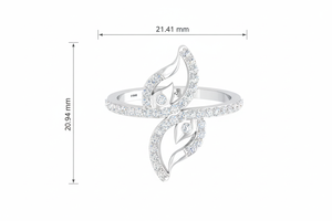 Anillo de Lujo para Mujer en Oro de 14K y Diamantes Naturales con 48 Piedras de Corte Brillante Color Blanco G |   0.40Ctw Chapado en Rodio para Uso Diario - Product Image 2