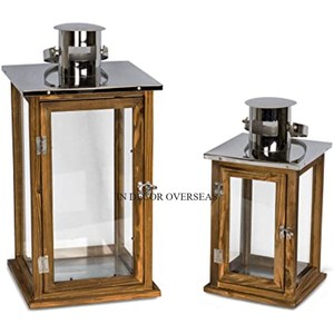 Rustic Vintage Art Inspired Designer Wooden And Clear Glass Made <b>Candle</b> <b>Holder</b> <b>Lantern</b> Wedding Decorative In Impressive Price - Product Image 3