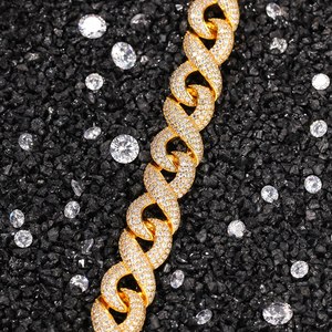 RB Gems Bracelet à breloques fin en diamant moissanite de 14mm pour homme avec collier à chaîne cubaine Miami de style hip-hop - Product Image 3