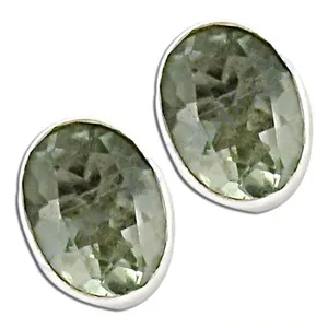 Vintage Trendy Green Amethyst Stud Earrings with 925 <b>Silver</b> <b>Hoop</b> 14k & 18k Gold Heart-shaped Diamond Main Stone Women's Gift - Product Image 1