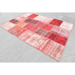 Tapis turc vintage 5,2x8 pieds, grand tapis en laine patchwork avec envers en latex, motif plantes et arbres rouge-orange, tapis écologique pour la maison - Product Image 3