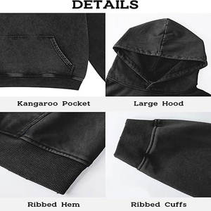 Mens Acid Wash Hoodie Oversized Vintage Fleece <b>Hoodies</b> Heavyweight Distress Washed Sweatshirt for <b>Couple</b> 2025 - Product Image 4