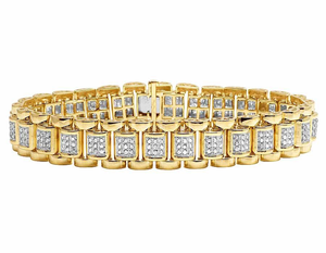 Bracelet élégant coupe ronde 10K or jaune Lab Diamond Link Design bijoux de mode de luxe unisexe - Product Image 4