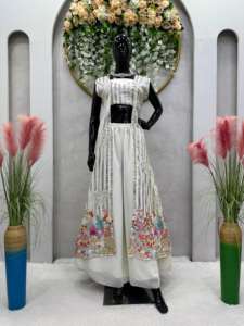 Exquisite 3 Piece Foux Gorgette Collection <b>Shrug</b> with Detailed Thread Sequence Customizable Choli with Micro Inner - Product Image 6