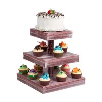 Support à gâteau de luxe à 3 niveaux Simple Design moderne bois métal prix de gros Partyware Dessert présentoir maison boulangerie accessoire