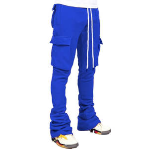 Pantalones de chándal apilados de Hip Hop de calle alta para hombre con estampado de hojaldre en 3D, pantalones de chándal para correr con logotipo personalizado, diseño acampanado - Product Image 1