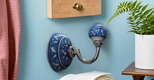 Handmade Blue Ceramic Modern Wall Hooks for <b>Bathrobe</b> Accessories Hotel & School Use Eco-Friendly Lightweight Luxury Gift - Product Image 4