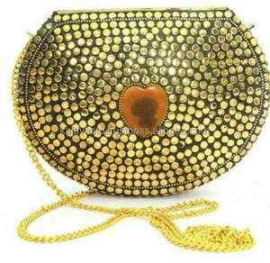 Meenakari กระเป๋าคล้องมือหินโบราณกระเป๋าคลัทช์โลหะไม้พร้อมรูปแบบการตกแต่งของขวัญที่ทันสมัย - Product Image 5