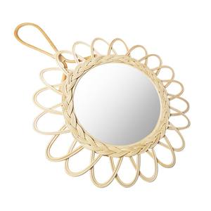 La mejor colección de espejos de pared planos de lujo modernos Art Deco Decoración para el hogar Ratán natural para dormitorio Baño Sala de estar de vidrio - Product Image 2