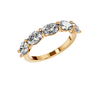 Fancy Lab Grown Moissanite Half Eternity Band Ring IGI Certificado 2,19 Carat Forma ovalada Chapado en oro amarillo Ajuste de punta fina - Product Image 5