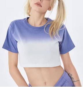 Camisetas de dos colores Tye Dye de calidad superior Camisetas cortas de cuello redondo de algodón pesado personalizadas para mujer - Product Image 2