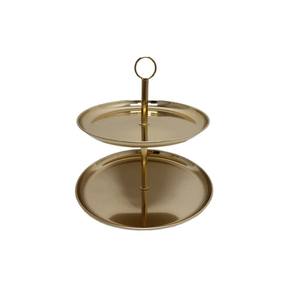 Support à gâteau élégant en marbre en gros, 2 niveaux, plateau supérieur et support en métal, finition noire, plateau de service fait à la main, personnalisé en gros - Product Image 3