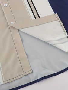 Chemise habillée décontractée et ajustée pour hommes 100% popeline de coton biologique écologique respirante Color Block Design à rayures verticales - Product Image 3