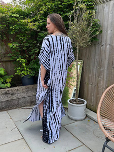 Kaftan hecho a mano de rayón Tie-Dye para mujer, ropa de playa larga informal de media manga, hasta el suelo, regalo perfecto Natural para ella - Product Image 2