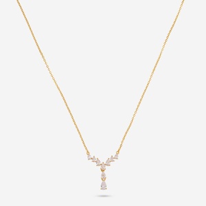 Collier en argent 92,5 plaqué or et rhodium, motif goutte d'eau et lettre, style religieux, chaîne tendance pour cadeau de mariage - Réf. 191312 - Product Image 1