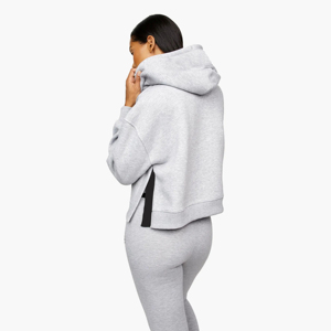 Sudadera con Capucha para Mujer, Color Gris Jaspeado, con Logotipo Bordado, 80% Algodón Peinado, 20% Poliéster, Marca Gym King, con Cinta Lineal de Felpa - Product Image 2