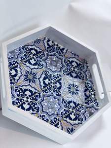 Bandeja de Servicio Rectangular de Madera Azul al Mejor Precio, Plato de MDF para Mesa de Centro, Cocina, Comida, Bebidas, Desayuno, Otomana, Proveedor de MDF para Hoteles - Product Image 3