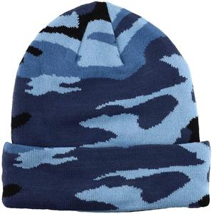 Bonnet en tricot de coton épais et chaud pour adulte, unisexe, avec logo personnalisé brodé, design rayé, doublure en satin et revers. - Product Image 1