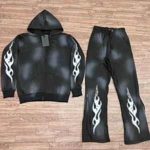 Survêtement de jogging en coton unisexe vintage délavé au soleil délavé à l'acide Pantalon évasé personnalisé Vêtements d'hiver pour hommes avec logo à séchage rapide - Product Image 4