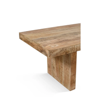 Fait à la main avec bois de manguier massif en finition naturelle dalle pieds de salle à manger Hollo Table à manger de salle à manger rétro et industrielle