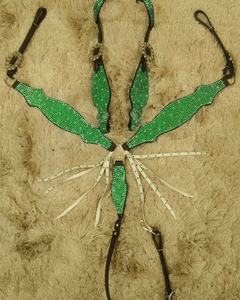 Ensemble de sellerie western en cuir véritable avec boucle à strass, léger, pour étrier et collier de poitrine - Product Image 1