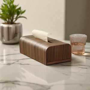 Boîte à mouchoirs en noyer de luxe |   Porte-papier en bois durable pour salle de bain et salon |   Boîte de rangement de bureau moderne |   Décoration intérieure - Product Image 4